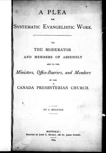 Cover for A plea for systematic evangelistic work