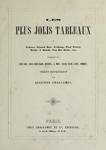 Cover for Les plus jolis tableaux de Teniers, Gerard Dow, Terburg, Paul Potter, Metsu, A. Ostade, Van Der Helst, etc