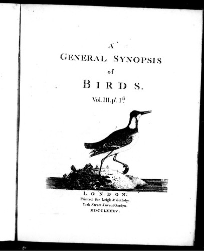 Cover for A general synopsis of birds