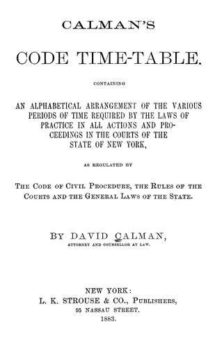 Cover for Calman's code time-table