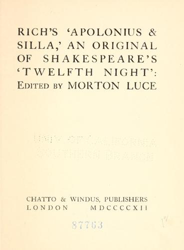 Cover for Rich's 'Apolonius & Silla,'