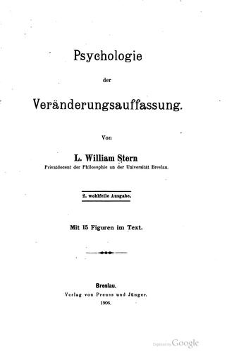 Cover for Psychologie der Veränderungsauffassung.