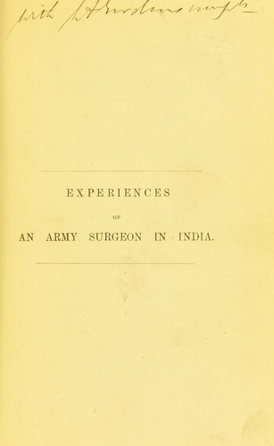 Cover for Experiences of an army surgeon in India