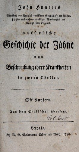 Cover for Natürliche Geschichte der Zähne und Beschreibung ihrer Krankheiten