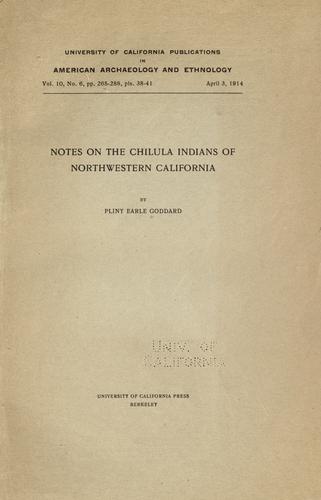 Cover for Notes on the Chilula Indians of northwestern California