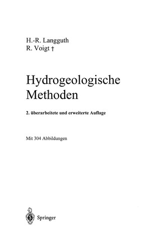 Cover for Hydrogeologische Methoden