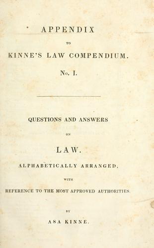 Cover for Questions and answers on law. Alphabetically arranged, with references to the most approved authorities.