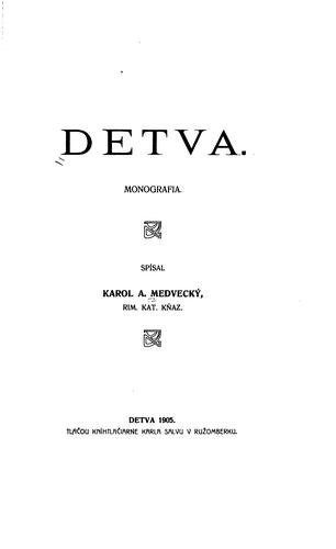 Cover for Detva: monografia