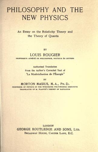 Cover for Philosophy and the new physics