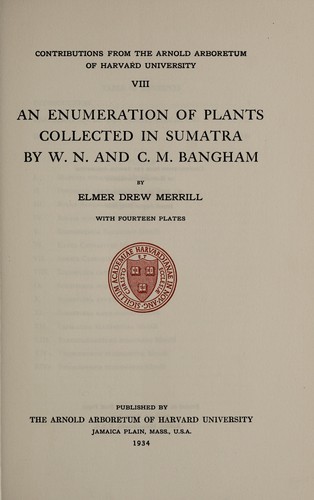 Cover for An enumeration of plants collected in Sumatra by W. N. and C. M. Bangham