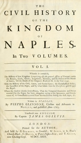 Cover for The civil history of the kingdom of Naples ...