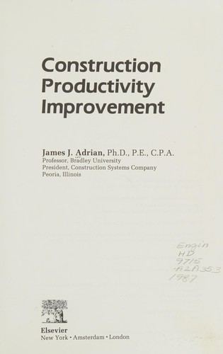 Cover for Construction productivity improvement