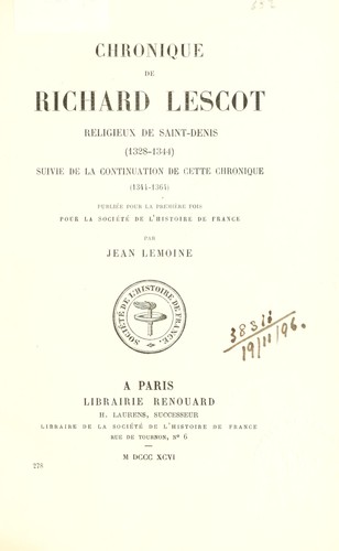 Cover for Chronique de Richard Lescot