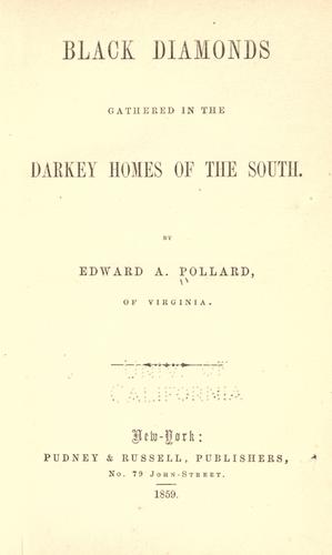 Cover for Black diamonds gathered in the darkey homes of the South