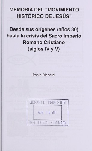 Cover for Memoria del "movimiento histórico de Jesús"