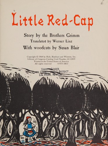 Cover for Little Red-Cap; story by the brothers Grimm.