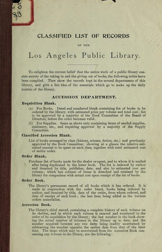 Cover for Classified list of records