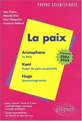 Cover for La paix l'epreuve de français programme sup-spe