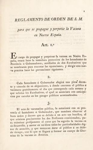 Cover for Reglamento de Orden de S.M. para que se propague y perpet©ðe la vacuna en Nueva Espa©ła