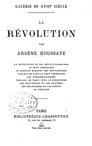 Cover for La révolution