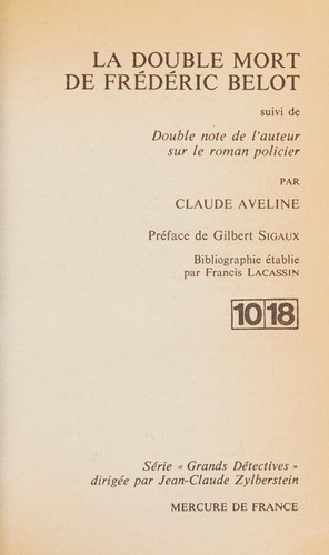 Cover for La double mort de Frédéric Belot