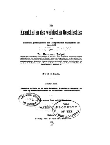 Cover for Die Krankheiten des weiblichen Geschlechtes v. 2, 1875