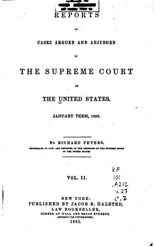 Cover for Reports of Cases Argued and Adjudged in the Supreme Court of the United States