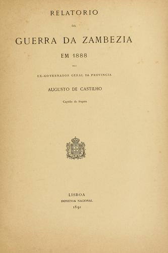 Cover for Relatorio da guerra da Zambezia em 1888