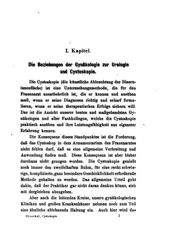 Cover for Die Cystoskopie in ihrer Bedeutung für den Gynäkologen: (teil I und II.).