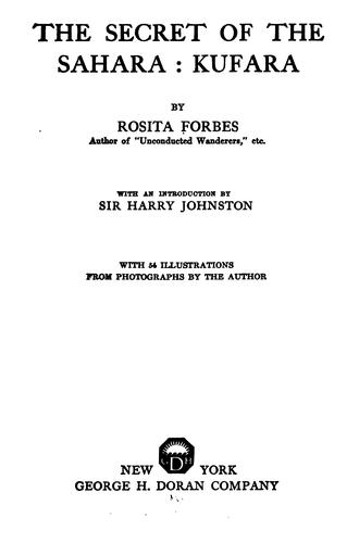 Cover for The secret of the Sahara