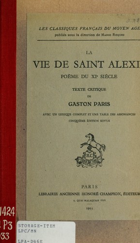 Cover for La vie de saint Alexis