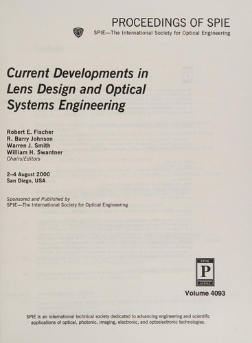 Cover for Current developments in lens design and optical systems engineering