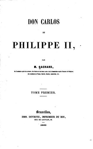Cover for Don Carlos et Philippe II