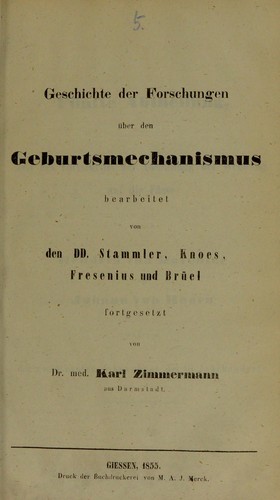 Cover for Geschichte der Forschungen ©ơber den Geburtsmechanismus