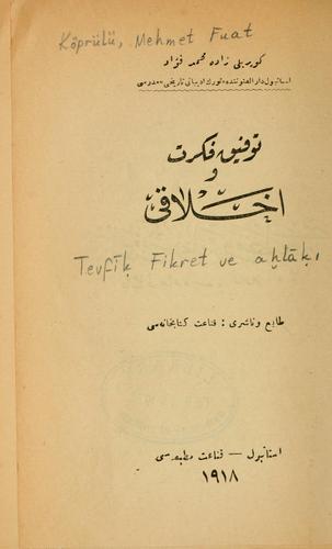 Cover for Tevfik Fikret ve ahlakı