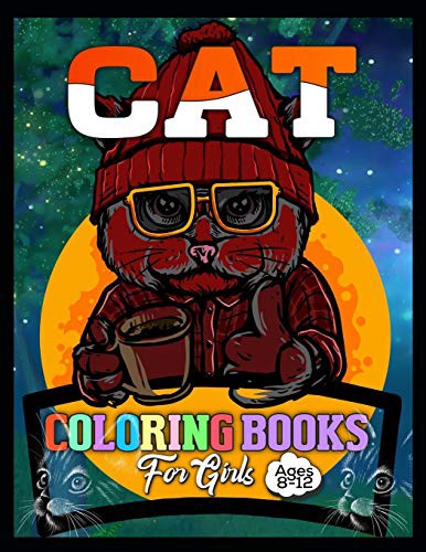 Cover for cat coloring books for girls ages 8-12