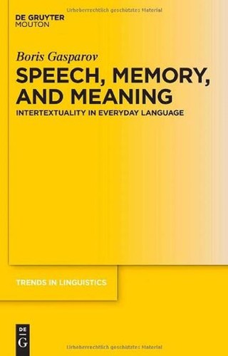 Cover for Speech, memory, and meaning