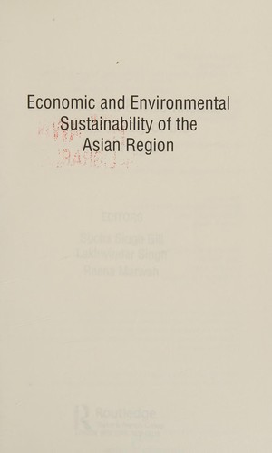 Cover for Economic and Environmental Sustainability of the Asian Region