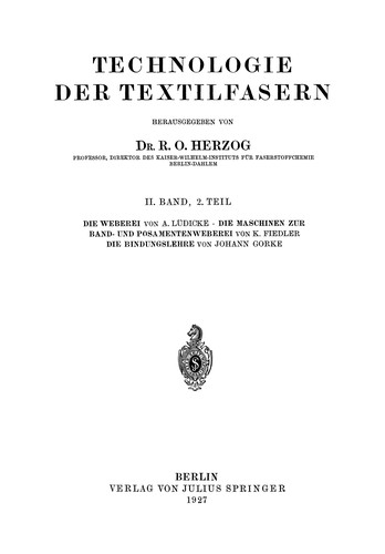 Cover for Technologie der Textilfasern