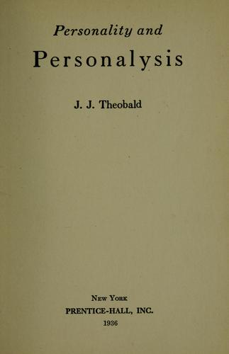 Cover for Personality and personalysis
