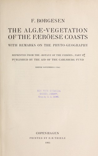 Cover for The algae-vegetation of the Faeröese coasts
