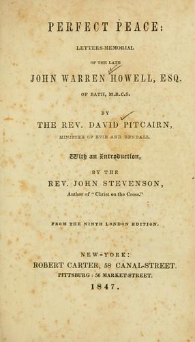 Cover for Perfect peace