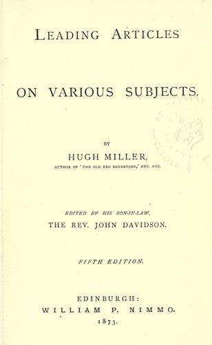 Cover for Leading articles on various subjects.