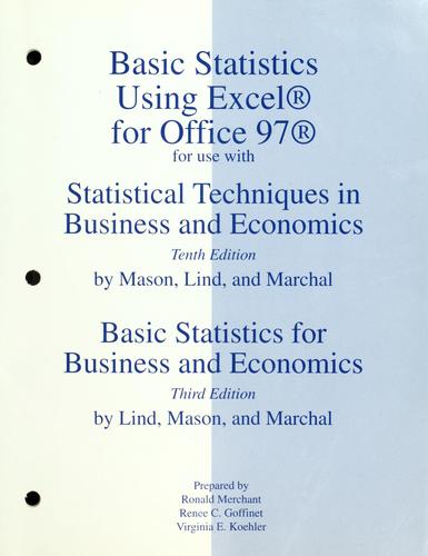 Cover for Basic statistics using Excel for Office 97