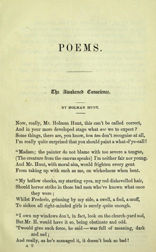 Cover for Poems inspired by certain pictures at the Art Treasures Exhibition, Manchester