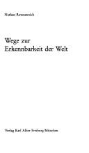 Cover for Wege zur Erkennbarkeit der Welt