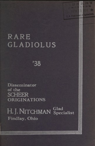 Cover for Rare gladiolus, '38