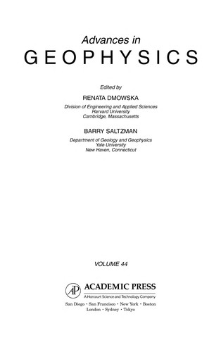Cover for Advances in Geophysics