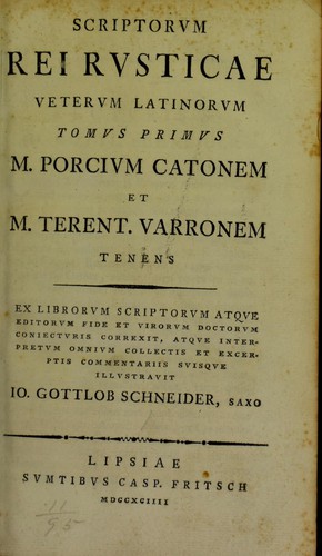 Cover for Scriptorum rei rusticae veterum Latinorum