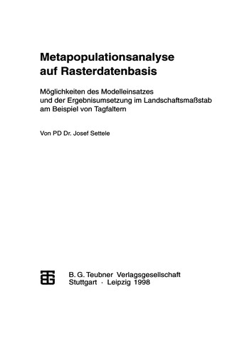 Cover for Metapopulationsanalyse auf Rasterdatenbasis